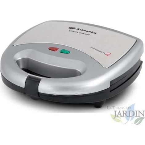 Tostiera Inox Orbegozo. Per 2 panini. Con rivestimento antiaderente. Potenza 800W.