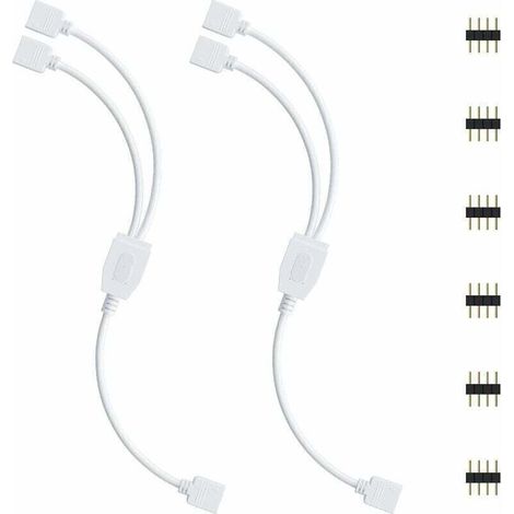 Kit de connecteurs pour ruban LED, 2pcs Séparateur de Bande LED 4 Broches 1 à 2 Câble Diviseur Connecteur à 4 Broches pour ruban LED RVB 5050 3528 2835 Accessoires de DIY (1/5)