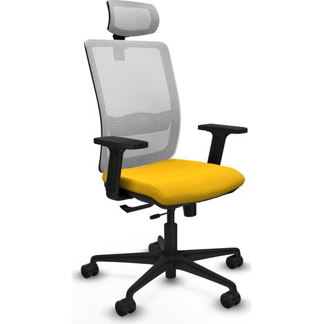 Haches traslack malla blanca bali amarillo brazos 2D base nailon cabecero malla 2D ruedas 65mm nailon