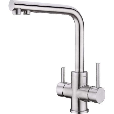 3 Way Kitchen Faucet, 360 Rotatable Kitchen Faucet, 3 In 1 Water Filter Mixer, Stainless Steel Sink (1/5)