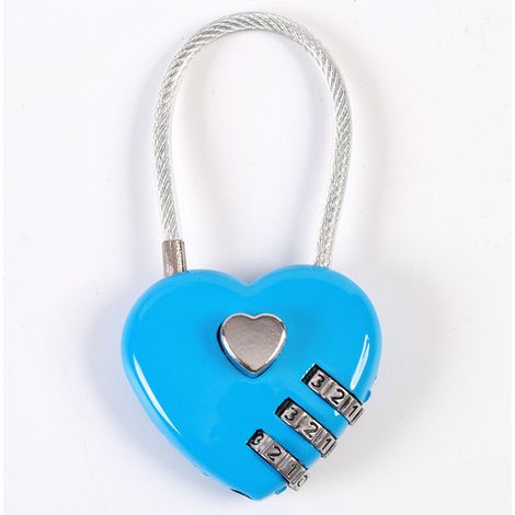 Couple de Cadenas, en Forme de Coeur à 3 Chiffres Combinaison de Code Bagage Verrouiller Le Mot de Passe Sécurité Couple de Cadenas pour Valise,Sac à Dos,boîte à Bijoux,vestiaire,vestiaire(bleu) (1/5)