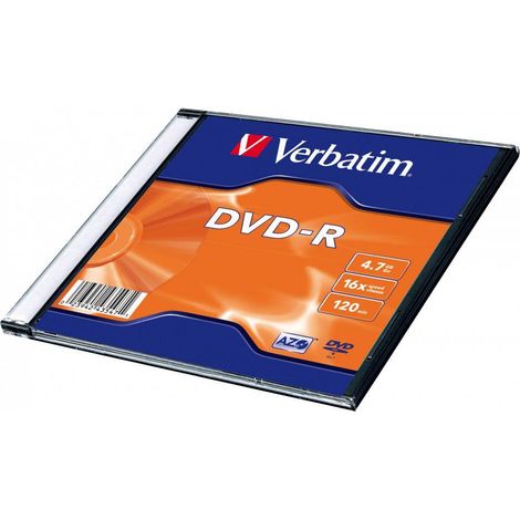 DVD-R Verbatim 16X 4,7 GB (Slim 1) PLATA MATE (1/2)
