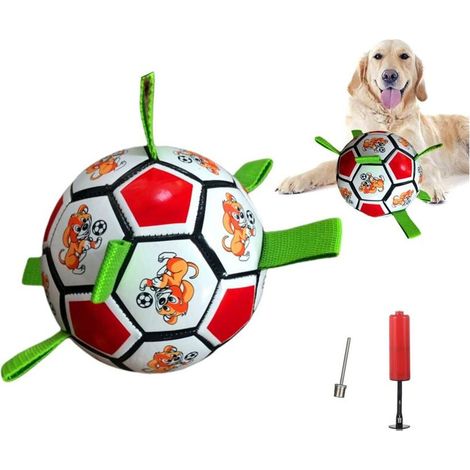 Jouets pour chiens, balles pour chiens, ballons de football pour chiens, balles interactives pour chiens d'intérieur et d'extérieur mesurant 15 cm x 15 cm. (1/5)