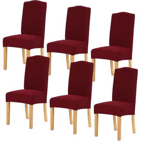 ZOLGINAH Housse de Chaise 6 pièces,Salle à Manger Stretch Extensible Antidérapante Couverture de Chaise,Housse de Salle à Manger Amovible Lavable Housse de Chaise pour Salle à Manger(6 pièces,Rouge fo (1/5)