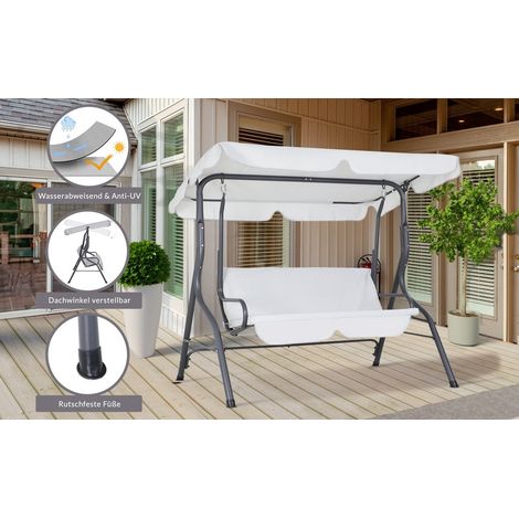 Banco columpio de jardín con dosel ajustable, gris claro (1/5)