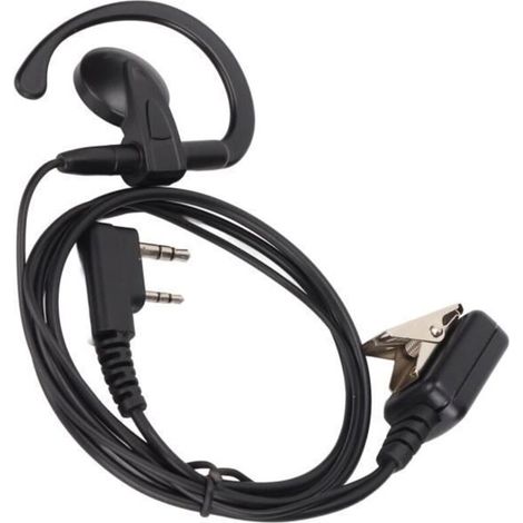 Dioche Casque Talkie Walkie Écouteur radio 2 voies en forme de G Talkie-walkie 2 broches avec micro Lline pour Kenwood pour Baofeng (1/4)