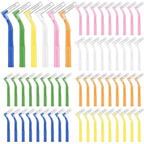 60 Pcs Brossettes Interdentaire, 6 Tailles Brossette Dentaire Angle  Push-pull Brosse de Nettoyage Interdentaire, pour Inter Dentaire Hygiène Interdentaire, Maintien de la Santé Bucco-Dentaire (1/5)