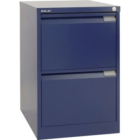 Bisley 2 Drawer Foolscap Filing Cabinet - Blue (1/3)