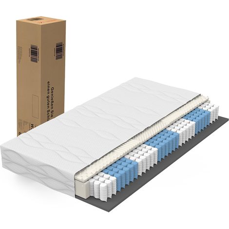 Matelas 7 zones à ressorts ensachés - Fermeté H3 et confort ergonomique ciblé - Certification Öko-Tex - Épaisseur 20 cm - 140x200 cm (1/5)