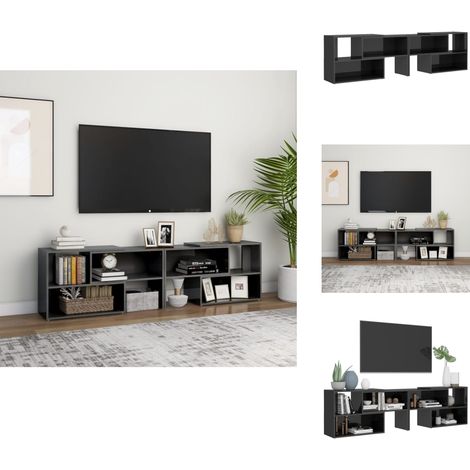 TV-Schrank Hochglanz-Grau 149x30x52 cm Holzwerkstoff - Fernsehschränkchen - Holzwerkstoff Schrank - Wohnraum Dekoration - TV Stand Grau - Wohnzimmer Einrichtung (1/5)