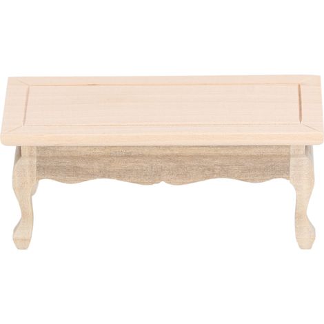 Table basse miniature en bois brut pour maison de poupée à l'échelle 1:12 - Accessoires de mobilier - Jouet à monter soi-même (1/5)