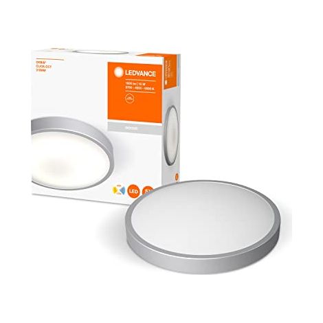LEDVANCE Plafoniera LED bianco metallico, 14W, 1000LM 2700K/4000K/6000K, controllabile con Click CCT, dimmerabile, 310 mm, lampada da parete e soffitto ORBIS (1/4)