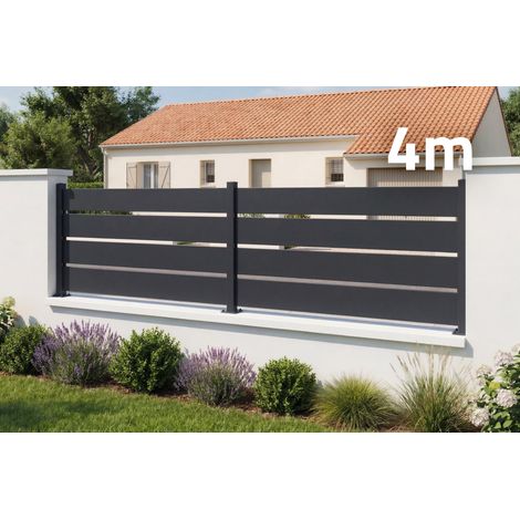 Clôture acier noir semi-ajourée VELINO 4m x H.80cm