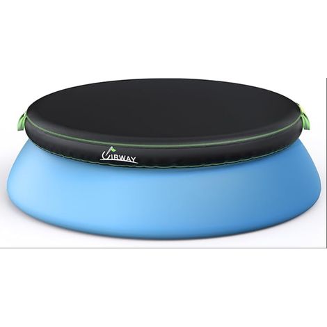 Bâche Piscine Ronde 244 cm 420D Bâche de Protection Piscine, Élastique, 2 Poignées Réfléchissantes, Noire (1/5)