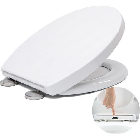 Slow-close toilet seat, quick-release toilet seat, easy to clean, standard oval toilet seat, simple top fixing, universal toilet seat, anti-closing, bl (1/4)