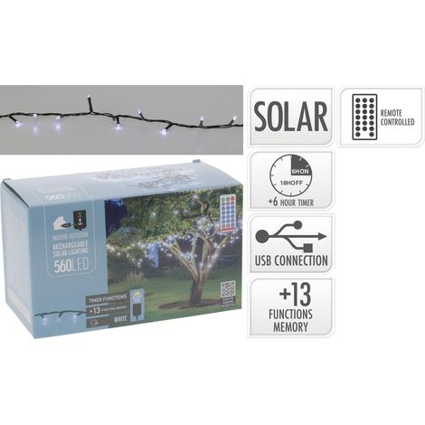 Catena luminosa ricaricabile, 560 LED, luce bianco freddo