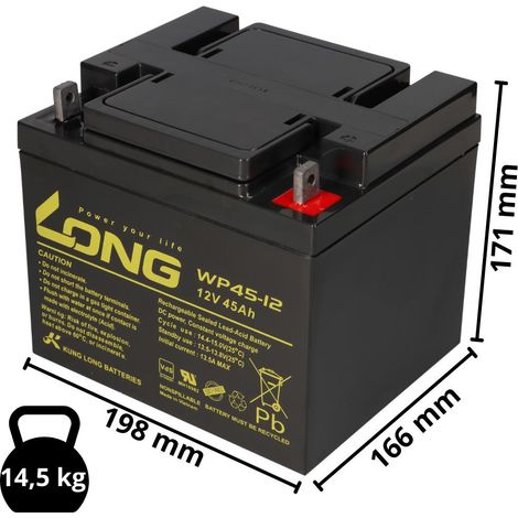 2x Kung Long Akku 12V 45Ah Pb Batterie Bleigel WP45-12 VDS (1/5)