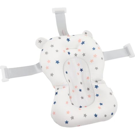 Coussin De Bain Bébé - 1 Unité - Maille 3D Et Coton - Support Réglable Avec Ceintures - Baignoire 0 À 12 Mois - Étoiles Blanches (1/5)