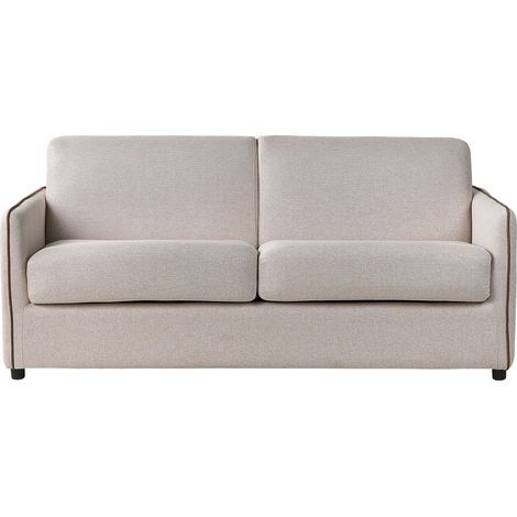 Sofá cama convertible 2 plazas patas de plástico tela beige claro Ishoj (1/5)