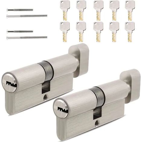 Serrure de sécurité, lot de 2 unités, avec 5 clés, pour installation domestique et usage quotidien.-AquaForge