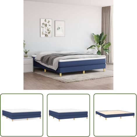 The Living Store Boxspringbett mit Matratze Blau 160x200 cm Stoff - Boxspringbett - Doppelbett - Bettenrahmen - Matratze - Matratzenauflage (1/5)