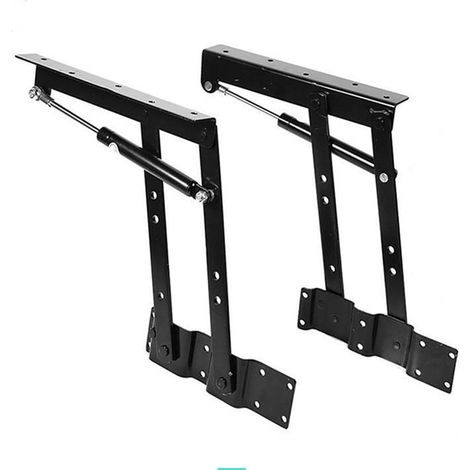 Lot de 2 charnières hydrauliques très résistantes, charnières de table pliantes, cadre de levage réglable, cadre de levage supérieur pour meubles de table basse, accessoires de meubles (noir) (1/5)