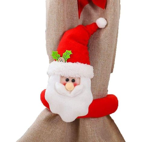 1 attache-rideaux de Noël avec motif Père Noël et bonhomme de neige, décorations mignonnes pour rideaux d'intérieur et d'extérieur (1/5)