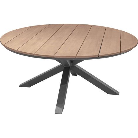 Mesa de jardín redonda oriengo acacia y grafito - 8 asientos - Hespéride (1/2)