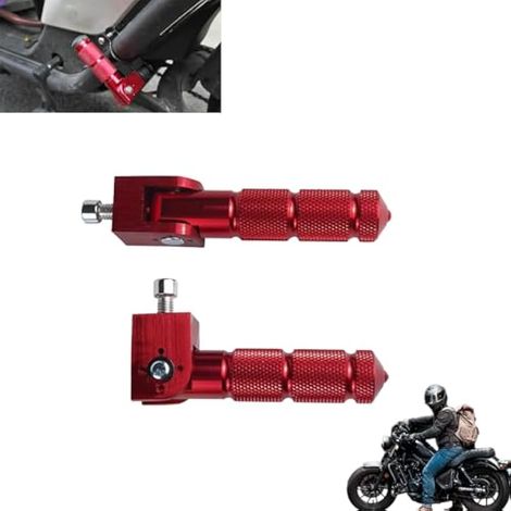 Lot de 2 repose-pieds M8 pour moto électriques pliables à 90 degrés CNC antidérapants en aluminium pour mini vélo électrique Yamaha Honda Grom Suzuki Aprilia (rouge) (1/4)