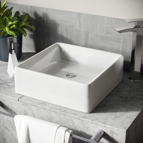Leven 385 x 385mm Cloakroom Square Stand Alone Counter Top Basin Sink (1/5)