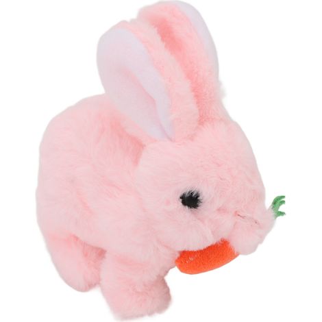 Peluche lapin électronique animée rose ressemblant sautillant avec oreilles mobiles et son pour Pâques et cadeau anniversaire (1/5)