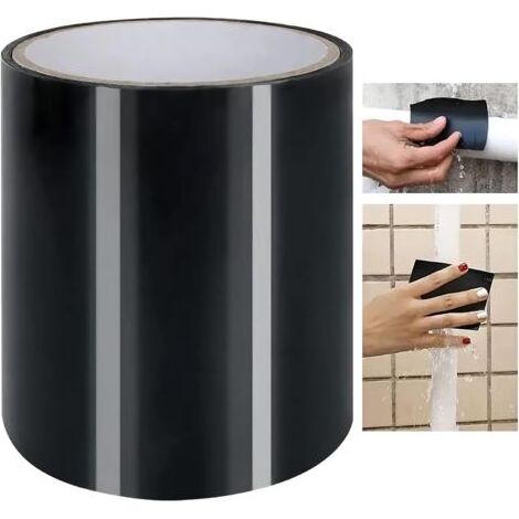 Ruban de Réparation, Ruban Adhesif Etanche, Scotch Etanche, Leak Tape, Scotch Fuite Eau pour Réparation de Tuyau, Scotch Reparation Piscine/Tuyaux/Tente,Ruban Réparation Noir 10cm150cm (1/5)