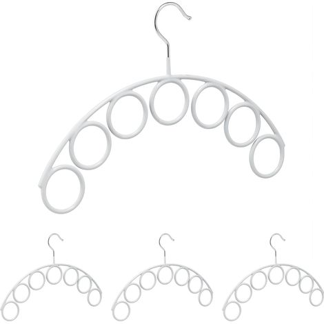 4 x Schalhalter, gummiert, rutschfest, je 7 Ringe für Schals & Tücher, Schalbügel HxB 24,5 x 38 cm, Ø 5 cm, hellgrau