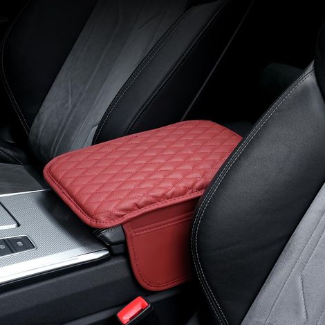 Auto-Armlehnenbezug aus Mikrofaser-Leder mit Memory-Schaum und Seitentaschen  Universelle Passform für langen Fahrkomfort (SUV/LKW/Auto) – 2 Aufbewahrungstaschen und Anti-Rutsch-Design