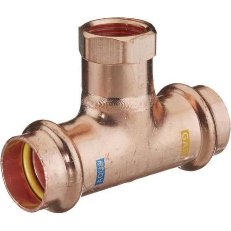 HS AQUAGAS V T-Stück 15 mm x 1/2 Zoll x 15 mm 45120151215 Kupfer, IG, Press Copper, Fitting für Gas und Wasser (1/5)