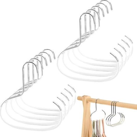 Stahlhaken – Kleiderbügel, Schalhalter – Platzsparend – Multifunktional – 10 Stück – Weiß (1/5)