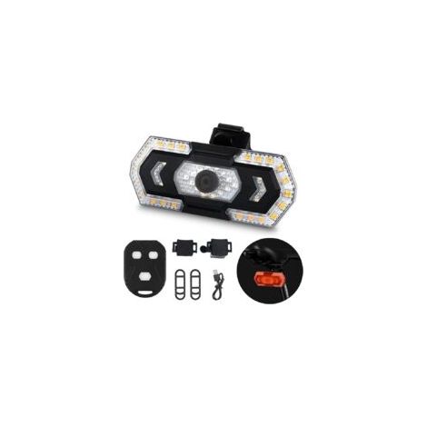 Feu arrière de vélo avec clignotants – Télécommande sans fil – 5 modes d'éclairage LED – Autonomie 9h – Installation facile – Compatible VTT et route (1/5)