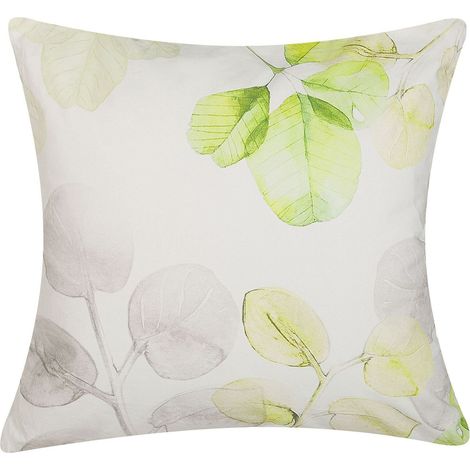 Throw Cushion PEPEROMIA Cotton 45 x 45 cm White Plant Pattern