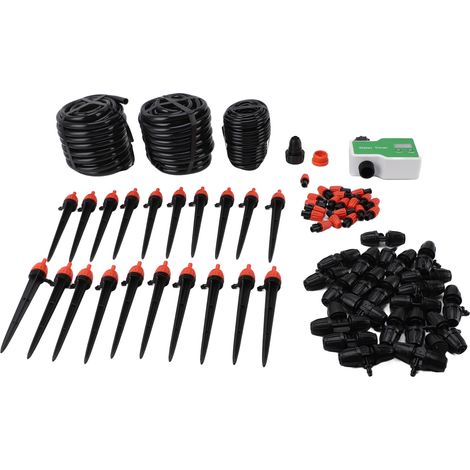 Tropfbewässerungssystem-Set mit Bewässerungsuhr für Gewächshäuser, Gärten, Rasenflächen und Topfpflanzen (1/5)