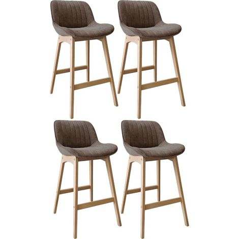 NORDEN Barhocker-Set Eiche & Cord-Samt H75cm