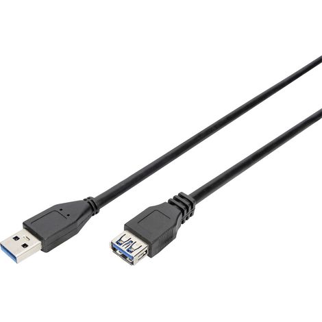 Digitus USB-Kabel  USB 3.2 Gen1 USB-A Stecker, USB-A Buchse 3.00 m Schwarz  AK-300203-030-S (1/5)