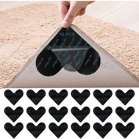 16 Pièces Tapis Grippers, Adhésif Double Face Polyuréthane, Lavable Pour Sol Bois Carrelage (1/5)