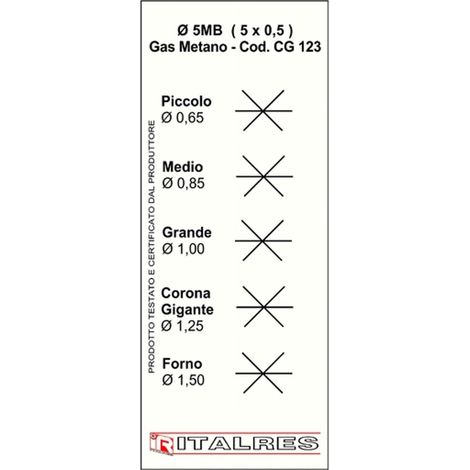 SERIE 5PZ UGELLI SPRUZZI 5 MB METANO FORNELLI CUCINE UNIVERSALE PASSO 5MB