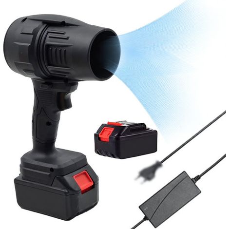 Mini souffleur Jet Dry Turbo Jet avec 2 batteries haute capacité 21 V, corps léger, moteur turbine puissant, interrupteur de vitesse. Idéal pour nettoyer les feuilles mortes à la maison.