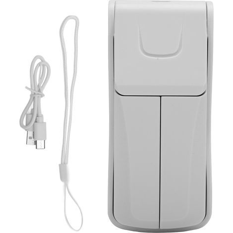 Portable dual-head folding fan, USB rechargeable, 3 speeds, quiet, white (1/5)