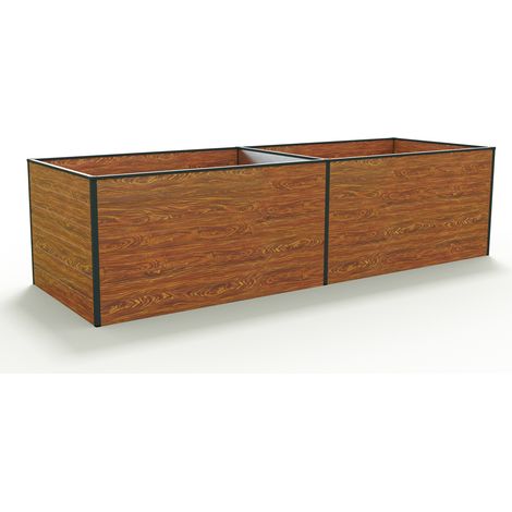 GFP Hochbeet Kräuter-Gemüse-Beet KINGSIZE DANIELA Aluminium - 297 x 99 x 77 cm - Holzoptik - formstabil und witterungsbeständig mit Aluminium-Hohlkammerprofilen