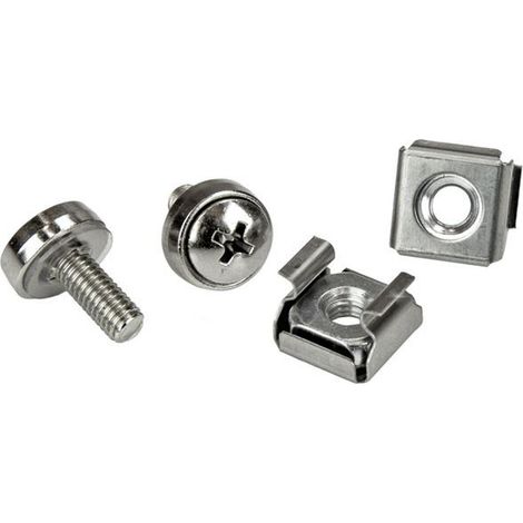 Startech Kit de tornillos y tuercas plateadas para rack