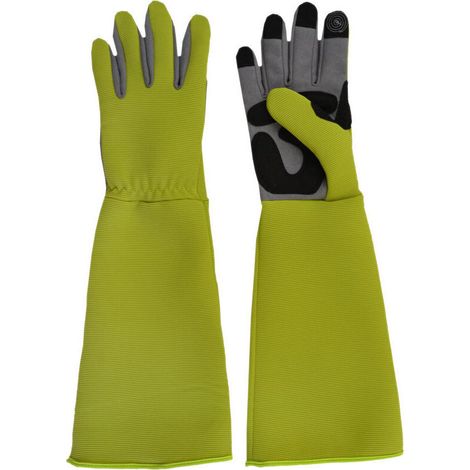 Breathable, puncture- and wear-resistant, flexible, and touchscreen-compatible gardening gloves – Long gardening gloves (size M) (1/4)