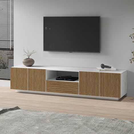 Meuble TV moderne 220 cm blanc mat/chêne clair Costarica (1/5)