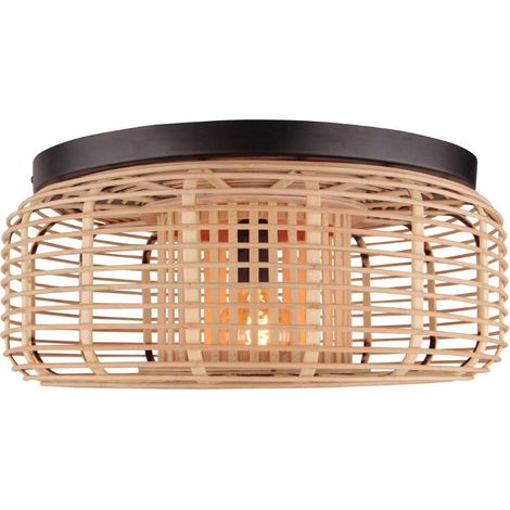 BRILLIANT Crosstown plafonnier 45cm bois clair / noir luminaires d'intérieur, plafonniers, décoratifs 1x A60, E27, 40W, convient aux lampes normales (non incluses) A ++ Convient aux lampes (1/3)